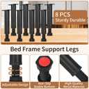 8Pcs Metal Adjustable Height Bed Support Legs for Bed Frame Metal Adjustable Furniture Legs for Sofa/Cabinet/Couch/Dresser/Table,Heavy Furniture Replacement Legs (4.7-8.2 inch (8pcs))