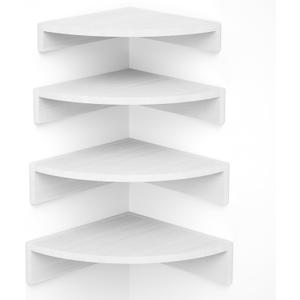Alsonerbay White Corner Shelf Wall Mount, Set of 4 Floating Shelves for Storage and Display, Large Wooden Shelves for Bedroom, Living Room, Bathroom, Entryway, Garage