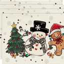 Artoid Mode Snowman Tree Gingerbread Gifts Merry Christmas Placemats Set of 4, 12x18 Inch Seasonal Winter Holiday Table Mats for Party Kitchen Dining Decoration (Beige)
