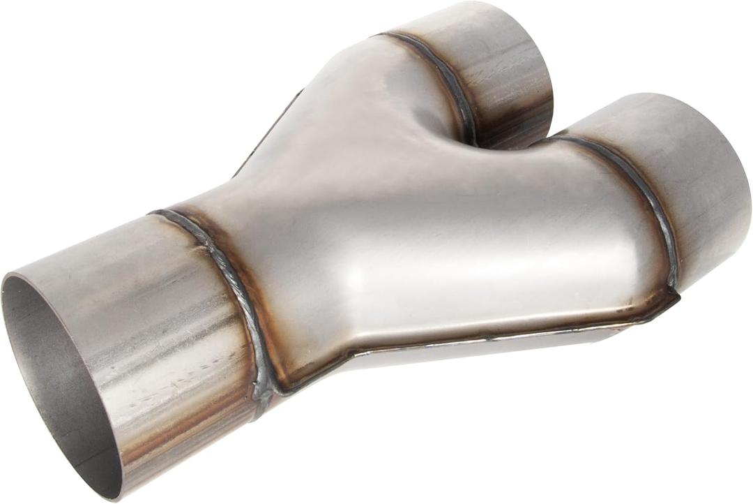 Stainless Steel Exhaust Y Pipe, 3" Single to 3" Dual Exhaust Adapter Connector for Car and Truck, 10" Overall Length, Weld-On, Universal
