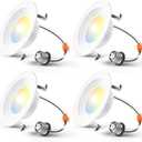 Amico 4 Pack 4 inch 5CCT LED Recessed Lighting, Dimmable, 8.5W=60W, 650LM, 2700K/3000K/4000K/5000K/6000K Selectable, Retrofit Can Lights with Baffle Trim, IC Rated - ETL & FCC, White