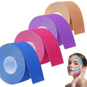 Anti-Wrinkle Face Tape, 4 Rolls Facial Myofascial Lift Tape for Skin Firming, Toning & Tightening | Face Lift Tape for Neck & Forehead Smooths Wrinkles, Lifts Skin Anti-Aging Face Toning Belts|4 Colors