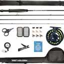 Stealth Fly Fishing Rod Combo Starter Kit, 30T Carbon Fiber Graphite Fly Rods with Die-cast Aluminum Reel and Fly Fishing Accessories (7ft 3/4wt 4 pc)