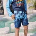 Boys Two Piece Rash Guard Swimsuits Kids Short Sleeve Swimwear Sets Quick Dry Bathing Suit 3-10 Years, 152