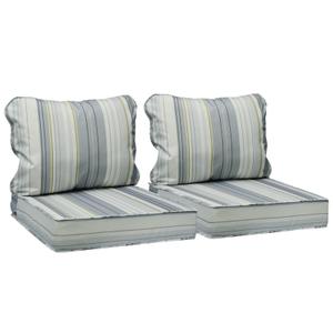 AAAAAcessories Outdoor Deep Seat Cushions, Waterproof, Fade-Resistant Patio Furniture Replacement Cushions, 24" x 24" x 5", Set of 2, Gray Cabana Stripe