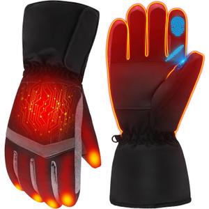 Rechargeable Heated Gloves - New Upgrade, Electric Portable Battery Hand Warmers for Men Women, Waterproof Touchscreen Cold Weather Thermal Gloves for Driving,Camping,Hunting,Outdoor Work