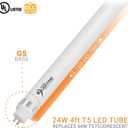 4ft 24W T5 High Output LED Tube Light, 45.75", F54T5 Equal, 5000K (Cool White), Frosted Lens, 3500 lm, G5 Mini Base, 100-277V, Ballast Bypass, Dual-End Powered, LED Shop Light, UL-Listed (24-Pack)