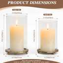 Hurricane Candle Holders Set of 2 - Pillar Candle Stands with Glass Sleeves for Fireplace Mantel & Dining Table Centerpiece Decor (Gold)