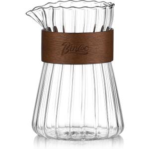 Glass Coffee Server 16oz, Glass Coffee Carafe with Heat-Resistant Wood Loop,Clear Coffee Decanter Coffee Server for Pour Over, Coffee Pot