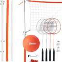 Franklin Sports Volleyball + Badminton Combo Sets - Backyard + Beach Outdoor Volleyball + Badminton Net Set - Portable Badminton + Volleyball Net with Poles - Volleyball, Rackets + Birdies Included, Net size : 20 Inch x 1. 5 Inch