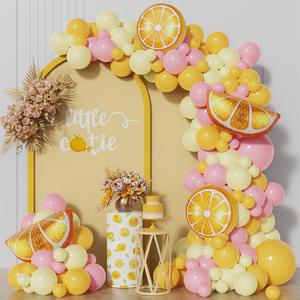 143Pcs Lemon Pink and Yellow Balloon Arch Garland Kit for Freshly Graduated, Lemonade Birthday Party Main Squeeze Sunflower Sunshine Baby Shower Honeybee Theme Party Decorations