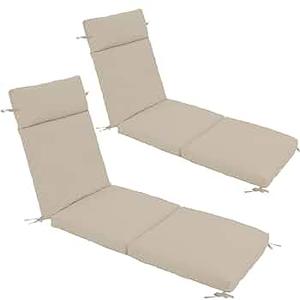 Chaise Lounge Cushion 72x21x3 Inch - Set of 2 Outdoor Lounge Chair Cushions, Lounger Pad Replacement with Fade-Resistant, Removable & Machine-Washable Covers, Ideal for Patio Chaise Chairs, Cream