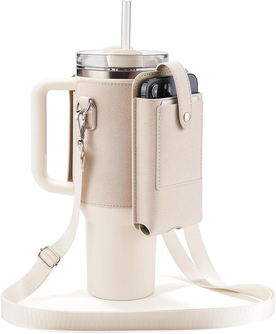 molshine Water Bottle Cover 30/40oz, Water Bottle Carrier Holder with Strap Pockets for Hiking Camping Travelling Walking