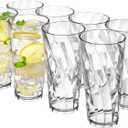 US Acrylic Optix Plastic Reusable Drinking Glasses (Set of 8) 26oz Iced-Tea Cups in Clear | BPA-Free Tumblers, Made in USA | Top-Rack Dishwasher Safe