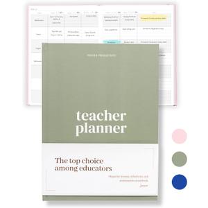 Lamare Teacher Planner 2026-2027  Hardcover Undated Planner & Lesson Planner Book for Teachers with Class Schedule, Student Info & Weekly Planning - 8x11" (Sage)