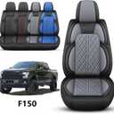 Car Seat Cover Custom Fit for Ford F150 2009-2026 Faux Leather Seat Cover Set Compatible with Regular Cab Super Cab Super Crew Pickup Truck Cushions (Black & Grey, Full Set)