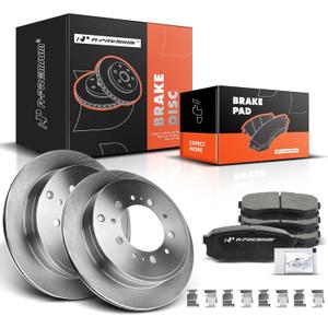 A-Premium 13.58 inch(345mm) Rear Vented Disc Brake Rotors + Ceramic Pads Kit Compatible with Select Lexus and Toyota Models - LX570/Land Cruiser 2008-2011/2013-2021, Sequoia 2008-2021, Tundra 07-21