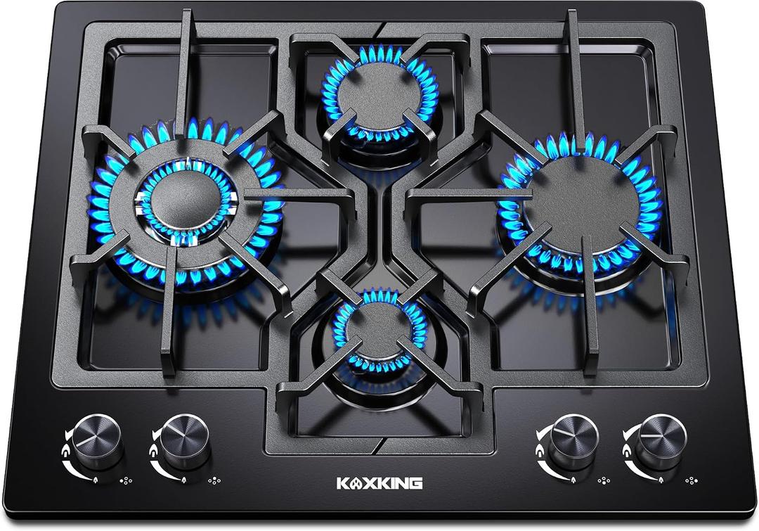 24 Inch Gas Cooktop, 4 Burner Built-In, Natural Gas Preset