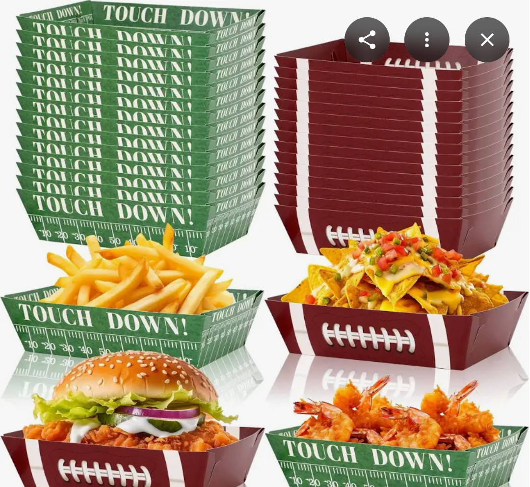 24 Pcs Football Party Supplies Bowl Food Paper Trays 5 lb Football Disposable Serving Boats for Football Birthday Game Day Party Decorations
