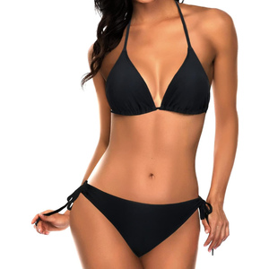 Tempt Me Women Triangle Bikini Sets Halter Two Piece Sexy Swimsuit String Tie Side Bathing Suit S