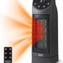 BLACK+DECKER Oscillating Ceramic Desktop Heater with Remote with Adjustable Thermostat, Black