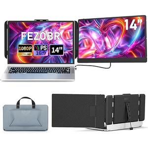 FEZOBR Laptop Screen Extender, 14" FHD 1080P IPS Laptop Monitor Extender Dual Screen, Travel Monitor for 1317" Laptops with USBC/HDMI Port, Plug and Play for Windows/Mac/Android