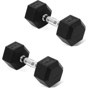 Fitvids Hex Dumbbells Rubber Coated Hand Weights for Exercises and Fitness Home Gym, 5-50 LB Pair