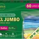 Seal Fresh 3 Gallon Large Plastic Storage Bags  16" x 18" (60 Count)  Reusuable XXL Extra Large Heavy Duty Clear Jumbo Freezer Zip Lock Bags with Sealable Zipper Top For Clothes, Travel, Moving