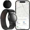 GPS Tracker for Kids, Real-Time GPS Tracking Device for Seniors w/Wearable Wristband & Keychain Design, No Monthly Fee/No SIM Card, Lightweight Locator Works w/iOS Find My（MFi Certified） Long Standby