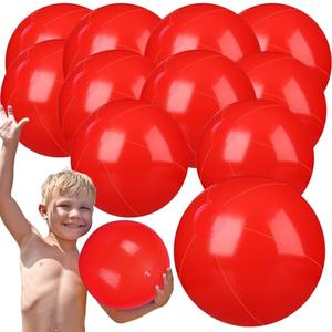 Raiten 12 Pcs Beach Ball Inflatable Beach Balls Large Inflatable Ball Floating Ball for Swimming Pool Party Favors Outdoor Activities Summer Birthday Party Supplies (Red,12 Inch)