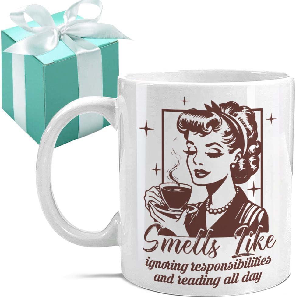 Gououoii Book Lover Coffee Mug, 11oz Ceramic Novelty Mug for Book Lovers, Readers, Novelty Mug Gifts for Women, Birthday, Mother's Day, Christmas