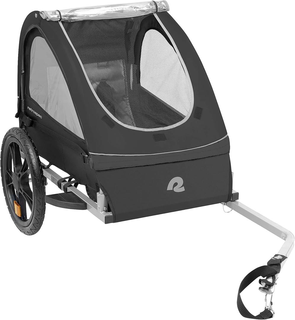 Retrospec Rover Kids Bicycle Trailer Single and Double Passenger Childrens Foldable (Black)
