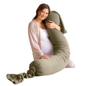 bbhugme Adjustable Pregnancy Pillow Full Body Support for Side Sleeping - Adjustable Firmness and Shape - Supports Back, Legs, Belly, HIPS for Pregnant Women - Removable Cover - Dusty Olive