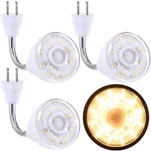 Yahenda 3 Pack Motion Activated LED Night Light Plug in Smart Dusk Dawn Sensor Light PIR Infrared Sensor Motion Detector Lamp Flexible Rotating for Hallway Stairway Garage Basement(Warm White)