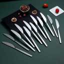 Berglander Dinner Knives Set Of 12, Stainless Steel Shiny Modern Dinner Knife, Butter Knife Table Knives Dishwasher Safe