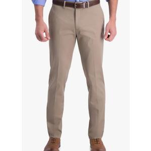 Haggar Men's Iron Free Premium Khaki Slim-Straight Fit Flat Front Expandable Waist Casual Pant size is 34 x 30