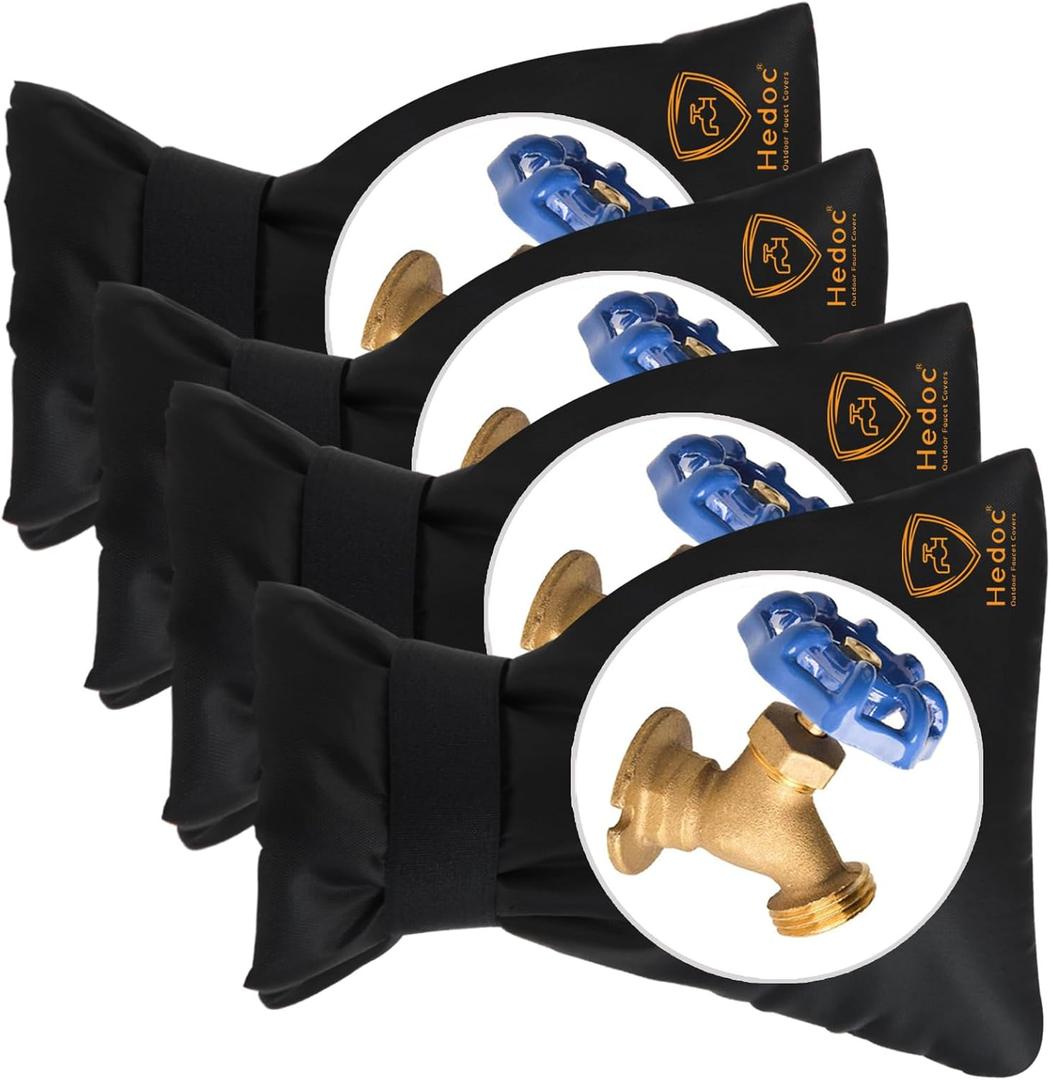 Hedoc Pro Outdoor Faucet Covers for Winter Freeze Protection, 4 Pack 6'' W x 8.2'' H Winter Faucet Insulation Cover Socks, Hose Bib Covers for Winter (Faucet Cover 4 Pack)