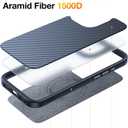 TORRAS Upgraded for iPhone 16 Pro Case Aramid Fiber Back/Black Edge | Compatible with MagSafe, Military Grade Drop Protection, Stronger Magnetic, Shockproof Airbag, Color Button, Slim Anti-Scratch | Upgraded, Stronger Magnetic, Shockproof, Slim