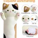 Calico Cat Long Plush Pillow - 22" Soft Cat Body Pillow, Cuddly Stuffed Animal Plushie, Cute Plushies Kawaii Birthday Gift for Cat Lovers & Kids, Adults