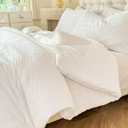 Boho Comforter Set Twin Size Striped Pleats Bohemian Seersucker Bedding Set All Season Soft Cozy 2 Pieces Quilt with 1 Pillowcase(68"X90" White)