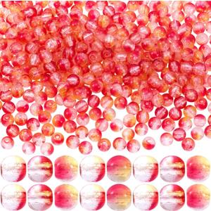 600 Pcs Orange Beads for Bracelets, Fall Beads for Jewelry Making, 6mm Thanksgiving Bead, Crackle Glass Bead for Autumn DIY Crafts Thanksgiving Party Accessories (Orange)