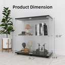 LFT HUIMEI2Y Glass Display Cabinet 2-Shelf with Double Door, Curio Cabinets Fast Installation in 30 Mins, Tempered Glass Floor Standing Bookshelf for Bedroom, Living Room 32.8x 31.7x 14.4 Black