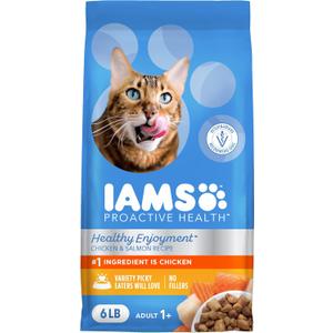 IAMS Healthy Enjoyment Dry Cat Food, Chicken & Salmon Recipe, 6 lb | Vet-recommended, Real Chicken #1 ingredient, Natural fiber & prebiotics, Supports Immune & Digestive Health, Muscle Care (EXP 11/14/26)