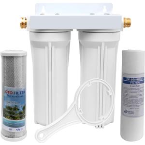External RV Dual Water Filter System for RVs Boats Motor Homes Marines,Included Two Fliters and Mounting Bracket