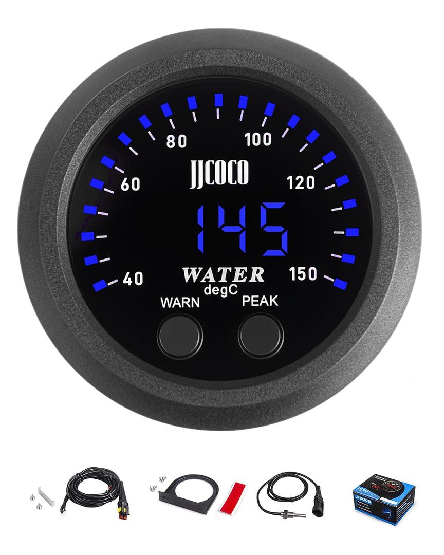 Water Temperature Gauge with 1/8NPT Sensor & Bracket 150C Digital LED Display Water Coolant Temperature Gauge for Cars Trucks Ships Vehicle Automotive Boat Marine 2/52mm (Blue)