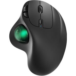 Nulea M501 Wireless Trackball Mouse, Rechargeable Ergonomic, Easy Thumb Control, Precise & Smooth Tracking, 3 Device Connection (Bluetooth or USB Receiver), Compatible for PC, Laptop, Mac, Windows.