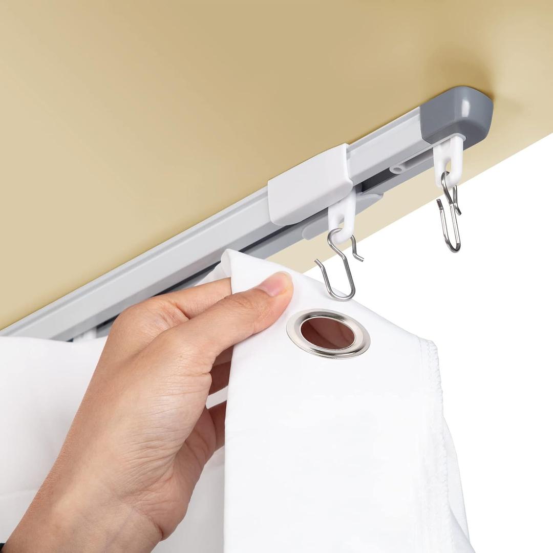 ACMEART Ceiling Curtain Track,Retractable Ceiling Track for Curtains,2.8-5.2ft,Room Divider Curtain Rod,Ceiling Rails Set with Silent Rollers and Hooks for Living room/Bedroom/Shower/RV