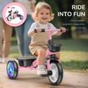 Umatoll Tricycle for Toddlers 2-5 Year Old, Ajustable Toddler Bike Outdoor Toys, Birthday Gift for Girl Age 2-4, Trike with Light up Wheels