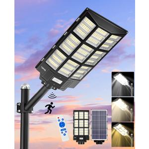 JAYNLT Y-7200W Solar Street Lights Outdoor,680000LM 6500K High Lumen Parking Lot Lights Commercial, Dusk to Dawn Solar Security Flood Lamps with Motion Sensor for Parking Lot,Garage,Stadium (1Pack)