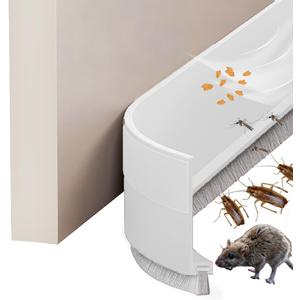 Door Draft Stopper with Brush Reduce Noise, 39" Rubber Door Sweep Breeze Blocker, Adjustable Under Door Draft Stoppers, Soundproofing for Doors, Door Seal - White